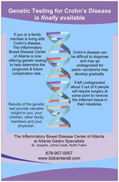 Crohn's Disease Testing is available through the IBD Center of Atlanta